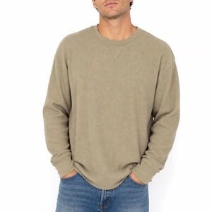 Alpine Lakes Mens Large Waffle Knit Thermal Long Sleeve Shirt Olive Green